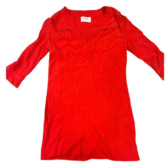 ba&sh Track Grenadine Lady‎ Dress Long Sleeve V Neck Shift Dress 1 Womens S Red - Picture 1 of 10